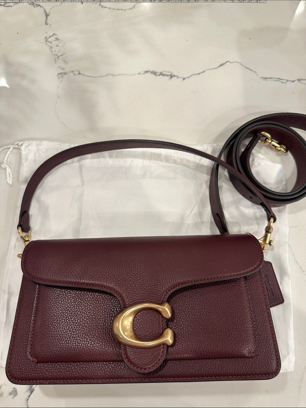 Coach Tabby Shoulder Bag in Deep Burgundy with Gold Hardware